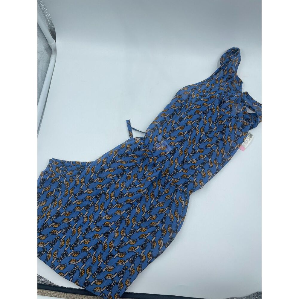 Sears Juniors Tie-Back Woven Cami Tank Top - Blue Sea Turtle Print (Size M)